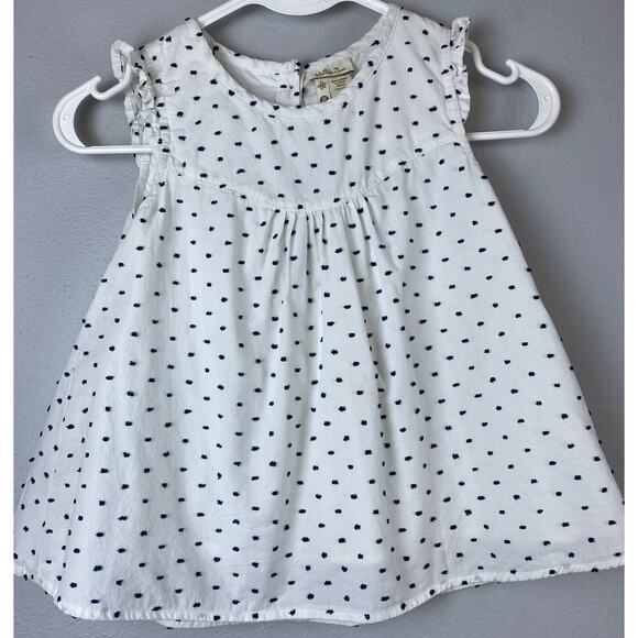 Matilda Jane Small Sz 8 Raised Dot Wht Ruffle Ctn Lined Embellished Aqua Buttons - Picture 1 of 9